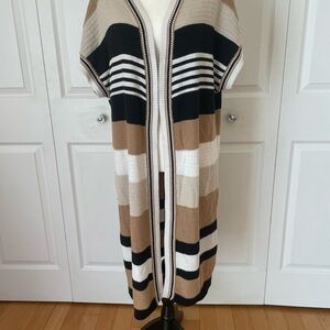 New York & Co. Sleeveless Open Front Knit Sweater Cardigan Oversized Sz M